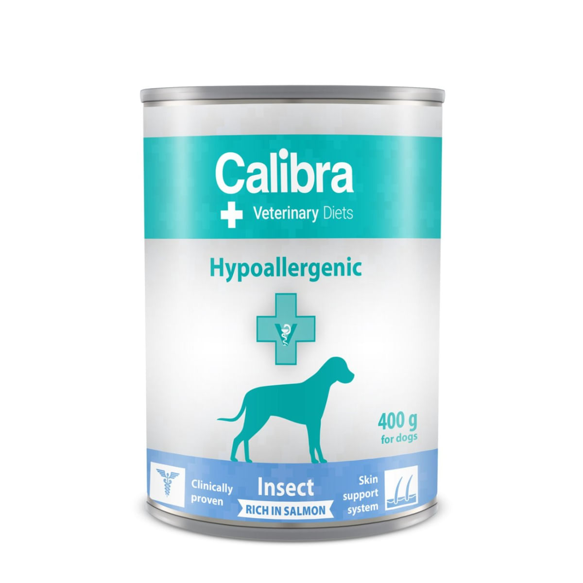 CALIBRA Veterinary Diets Hypoallergenic Insect & Salmon, XS-XL, Insecte și Somon, dietă veterinară, conservă hrană umedă câini, alergii, (pate), 400g - 1 | YEO