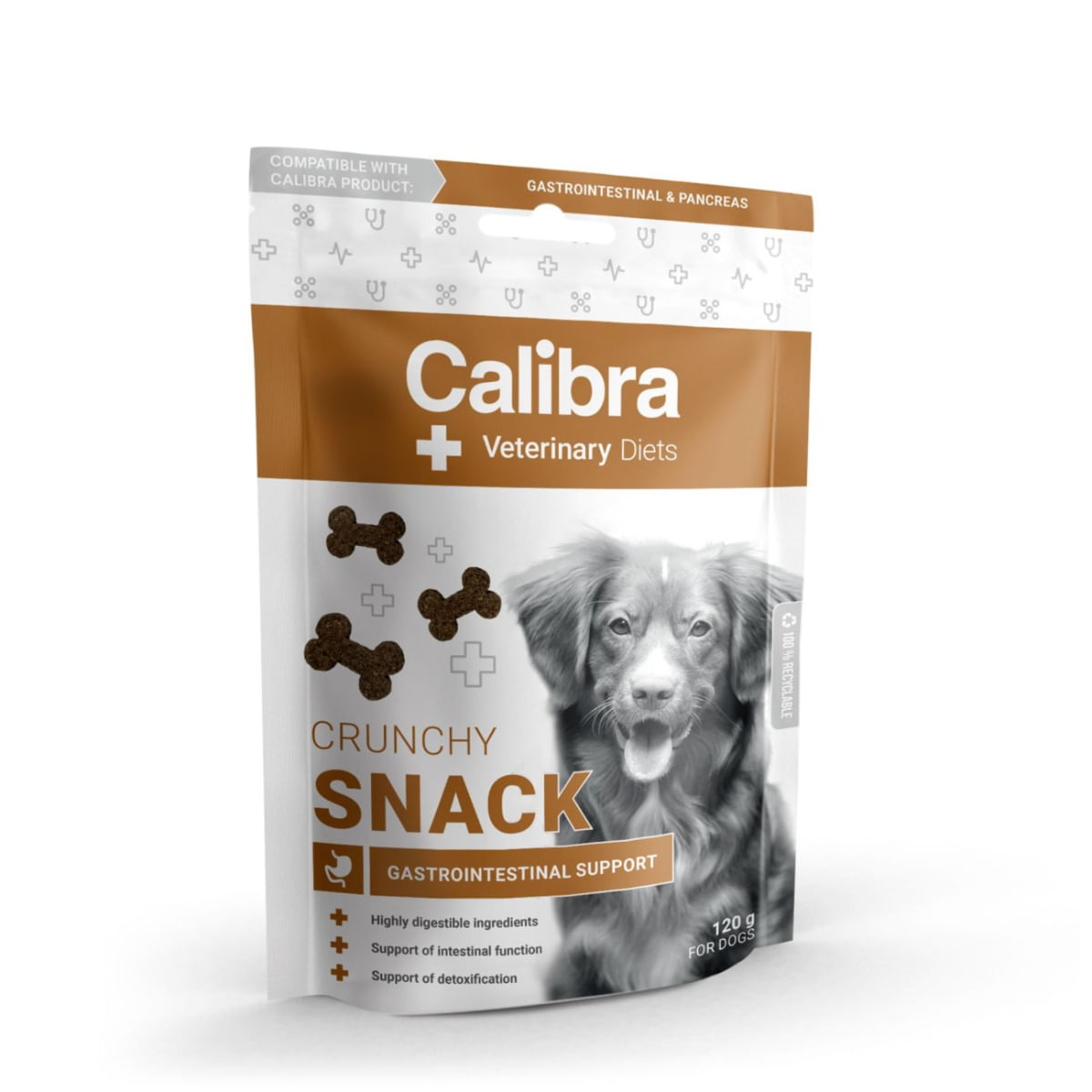CALIBRA Veterinary Diets Snack Gastrointestinal, XS-XL, Somon, punguță recompense funcționale câini, sistem digestiv, 120g - 1 | YEO