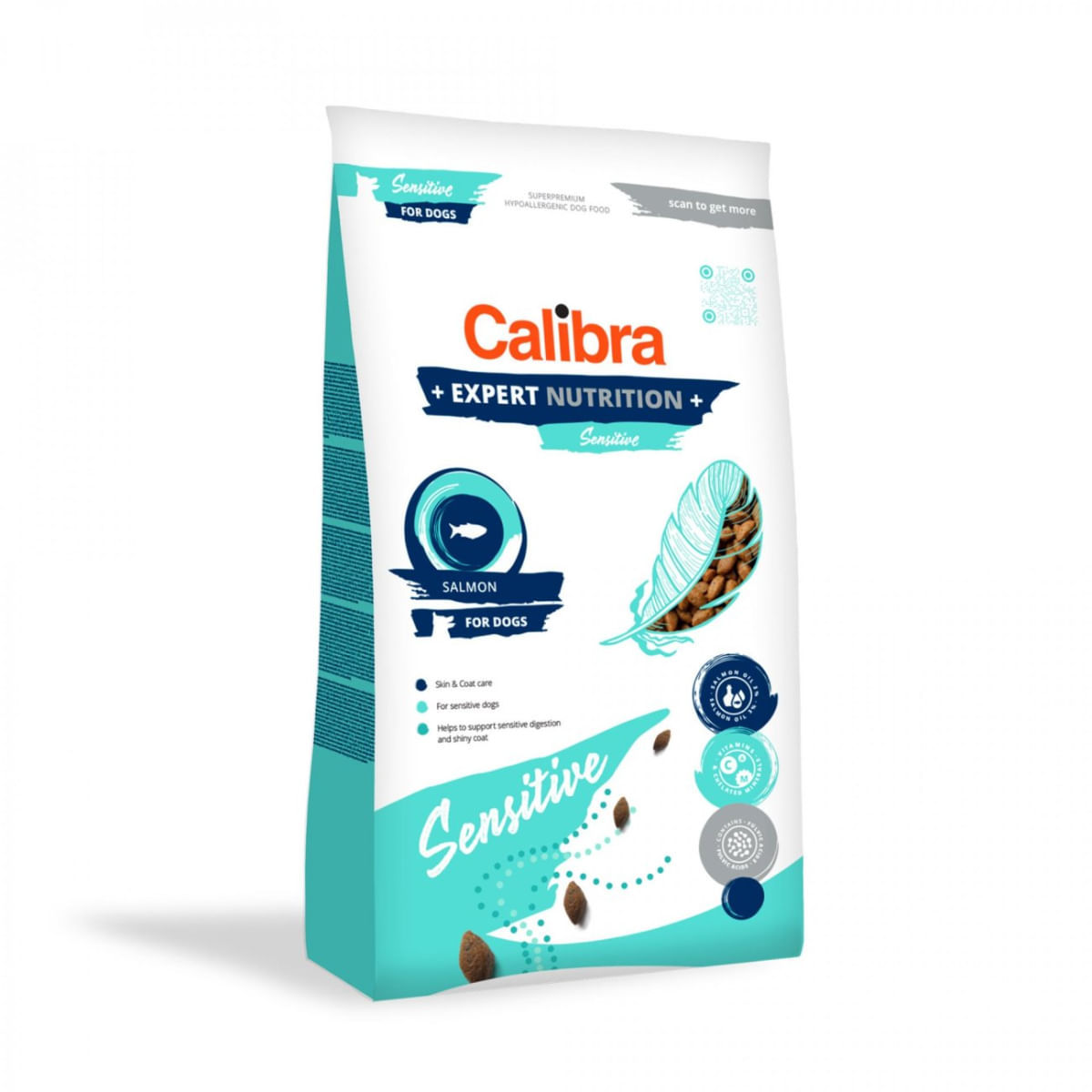 CALIBRA Expert Nutrition Sensitive, XS-XL, Somon, hrană uscată câini, sistem digestiv, piele & blană, 12kg - 1 | YEO