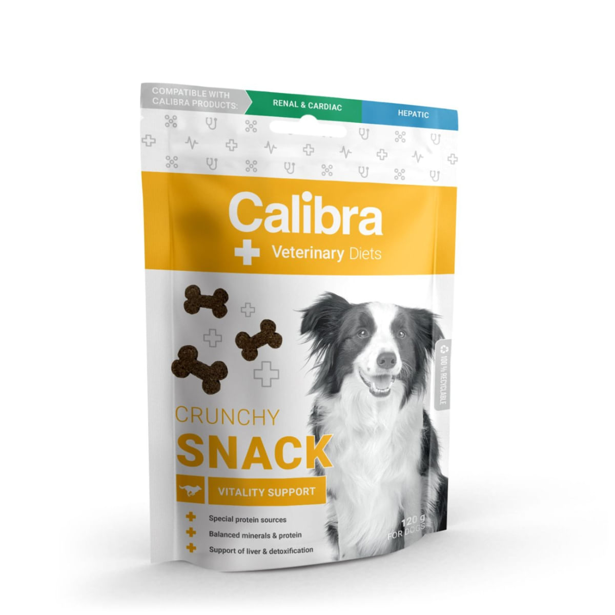 CALIBRA Veterinary Diets Snack Vitality Support, XS-XL, Insecte și Orez, punguță recompense funcționale câini, 120g