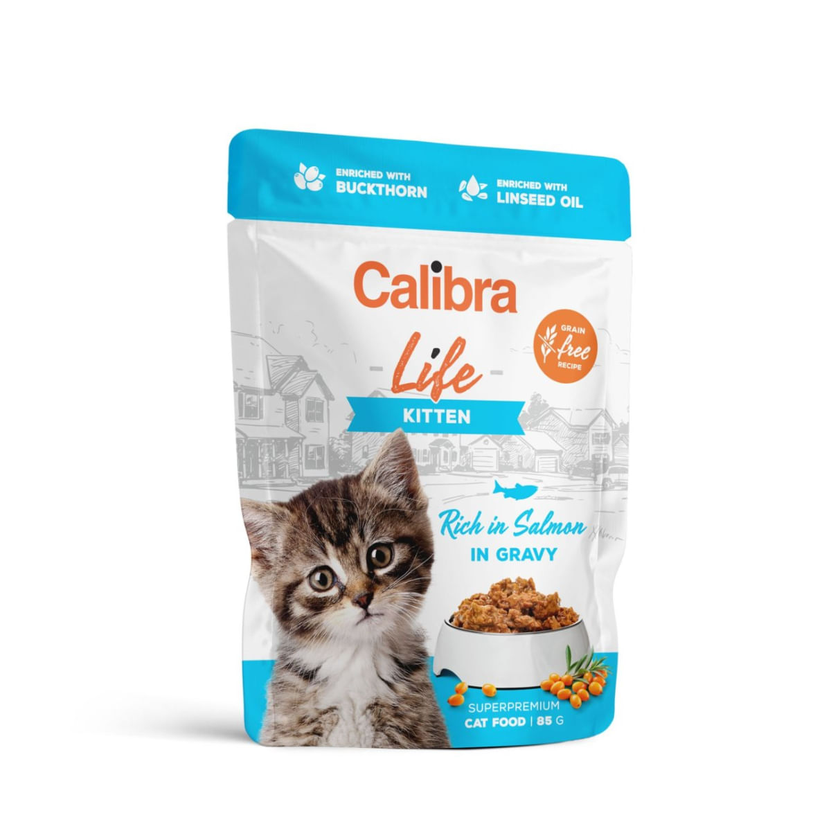 CALIBRA Life, Somon, plic hrană umedă fără cereale pisici junior, (în sos), 85g