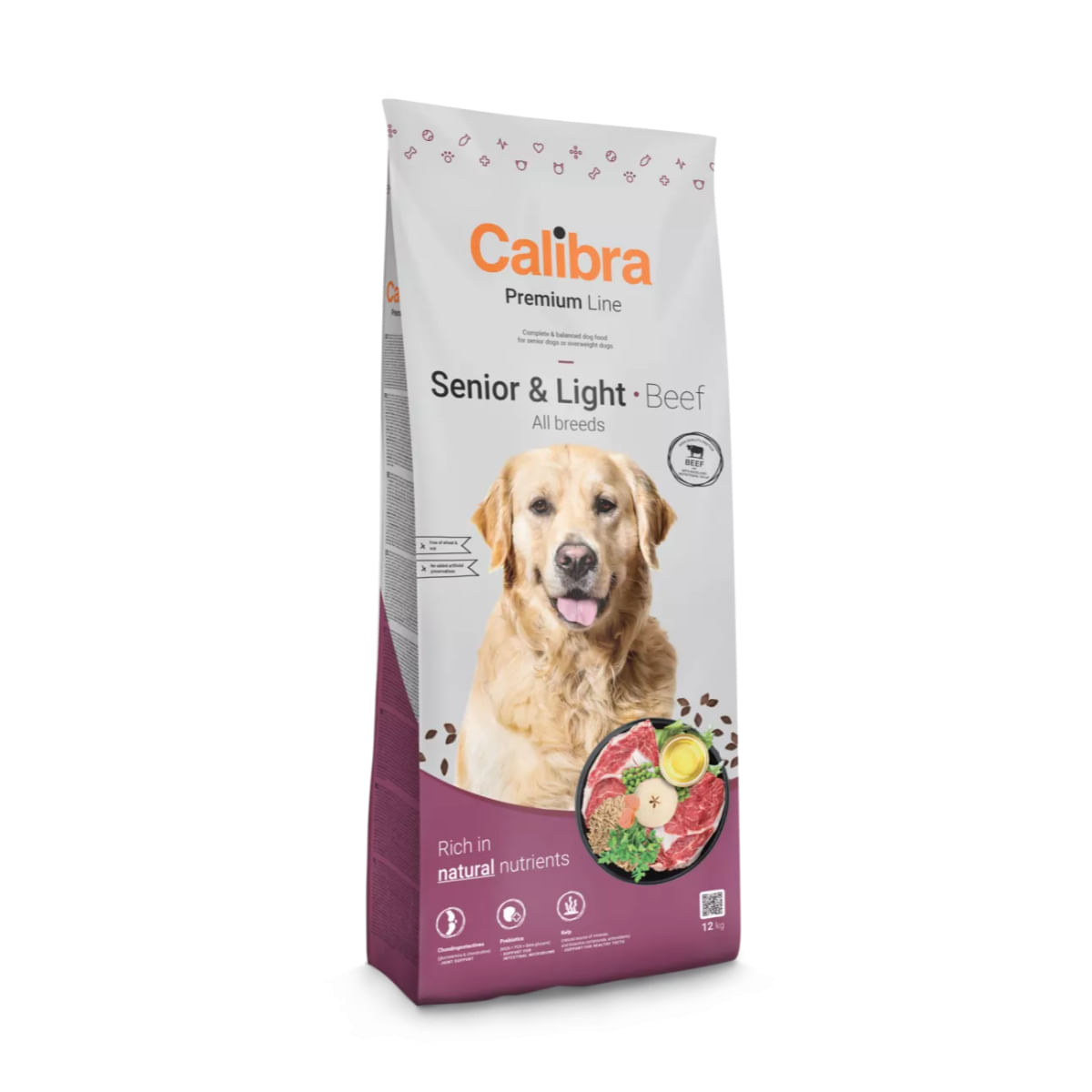 CALIBRA Premium Line Senior &amp; Light, XS-XL, Vită, hrană uscată câini senior, obezitate, 12kg