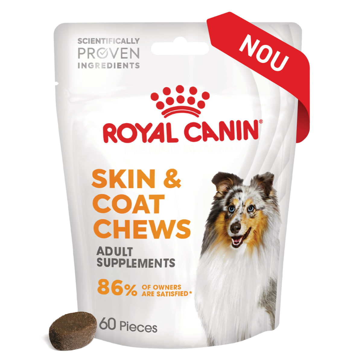 ROYAL CANIN Skin & Coat chews Adult Supplements, punguță recompense funcționale câini, piele & blană, 240g - 2 | YEO