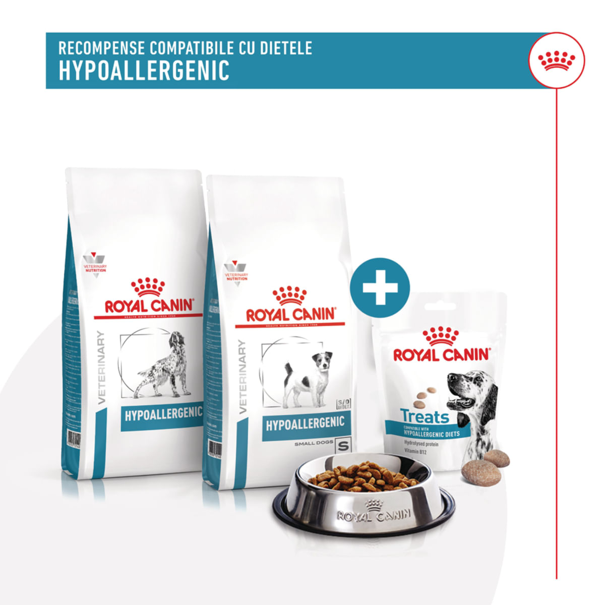 ROYAL CANIN VETERINARY DIET Hypoallergenic Treats, punguță recompense funcționale câini, alergii, 230g