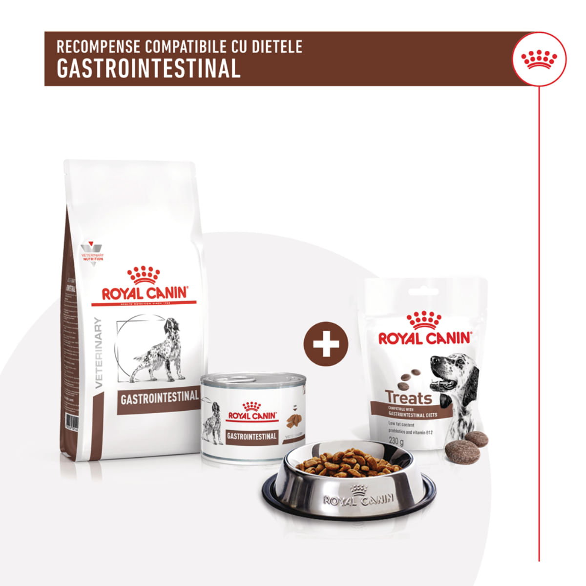 ROYAL CANIN VETERINARY DIET Gastrointestinal Treats, punguță recompense funcționale câini, sistem digestiv, 230g