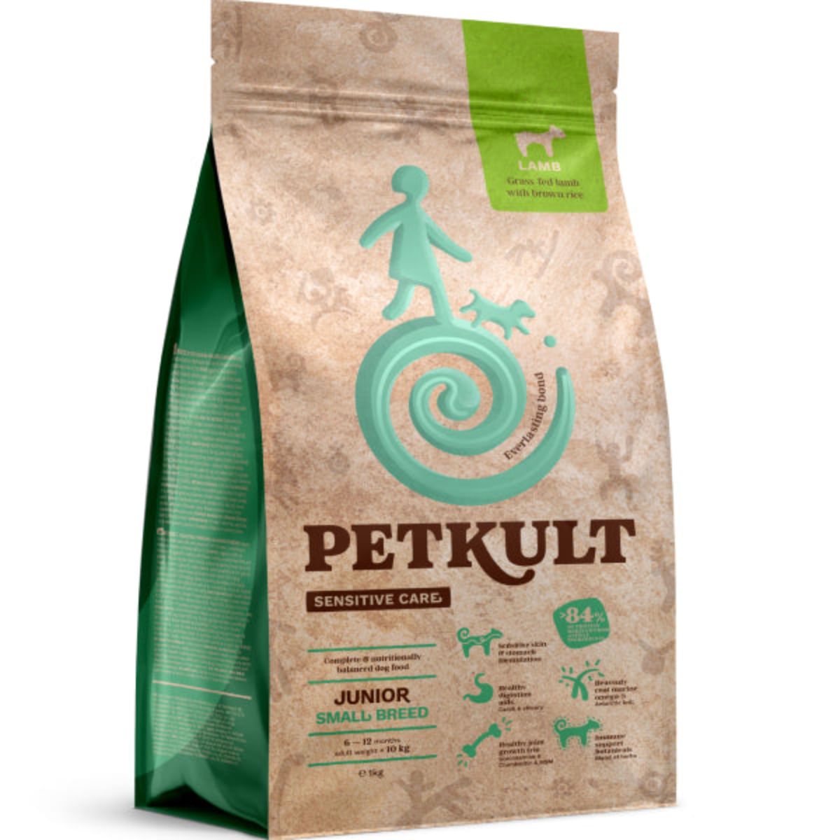 PETKULT Sensitive Care Junior Small Breed, XS-S, Miel, hrană uscată câini junior, alergii, 1kg
