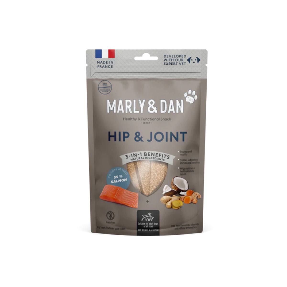 MARLY&DAN Hip&Joint, XS-XL, Somon, punguță recompense funcționale fără cereale câini, sistem articular, 80g - 1 | YEO