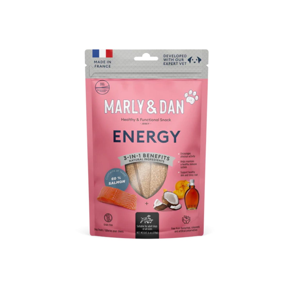 MARLY&DAN Energy, XS-XL, Somon, punguță recompense funcționale fără cereale câini, activitate intensă, 80g - 1 | YEO