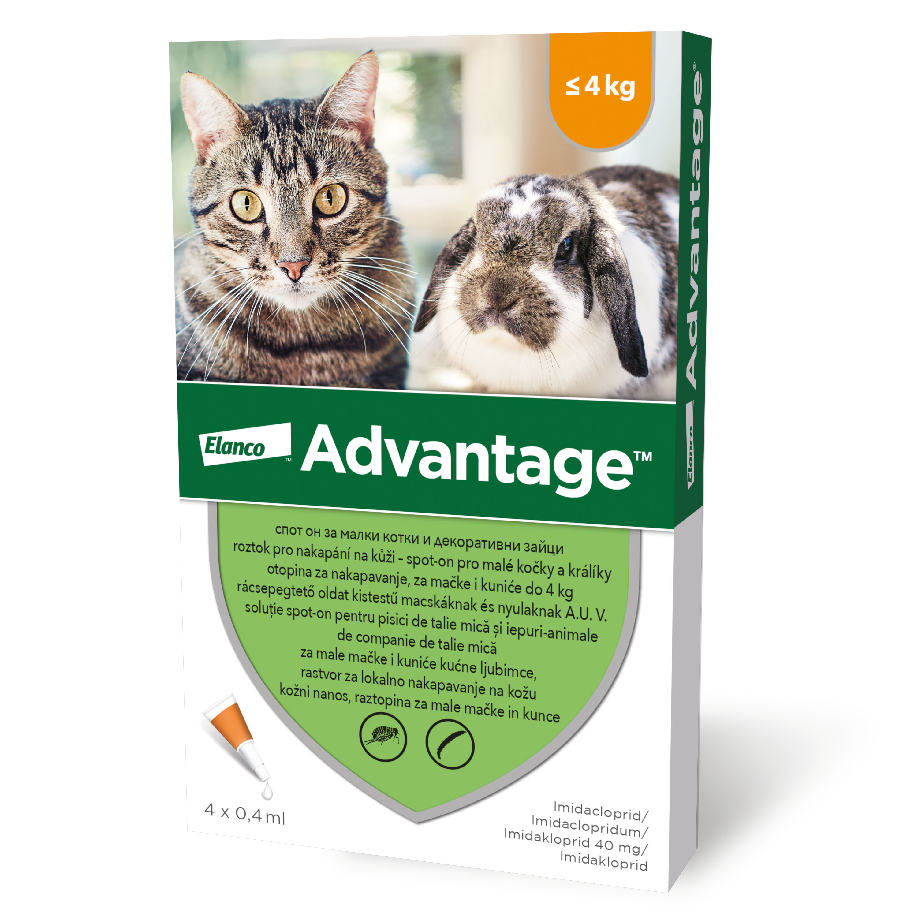 Advantage Pisica/Iepure 40, &lt; 4 kg, 4 pipete