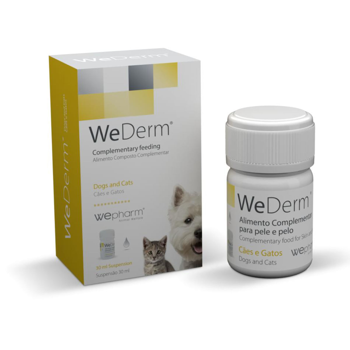 WEPHARM WeDerm, supliment piele &amp; blană câini, suspensie orală WEPHARM WeDerm, XS-XL, supliment piele &amp; blană câini și pisici, flacon cu aplicator, 30ml suspensie orală