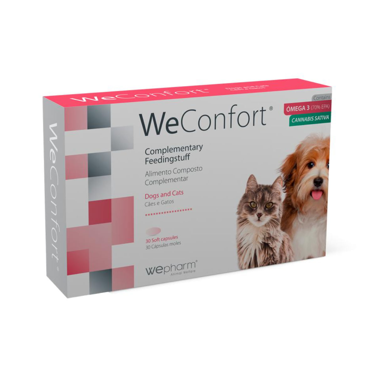 WEPHARM WeConfort, supliment sistem nervos & calmante câini, capsule WEPHARM WeConfort, XS-XL, supliment sistem nervos & calmante câini și pisici, flacon, 30 capsule - 1 | YEO
