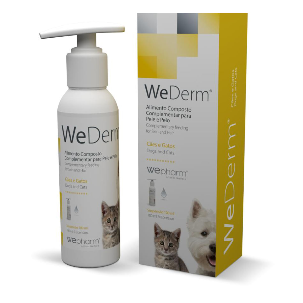 WEPHARM WeDerm, supliment piele & blană câini, suspensie orală WEPHARM WeDerm, XS-XL, supliment piele & blană câini și pisici, flacon cu aplicator, 100ml suspensie orală