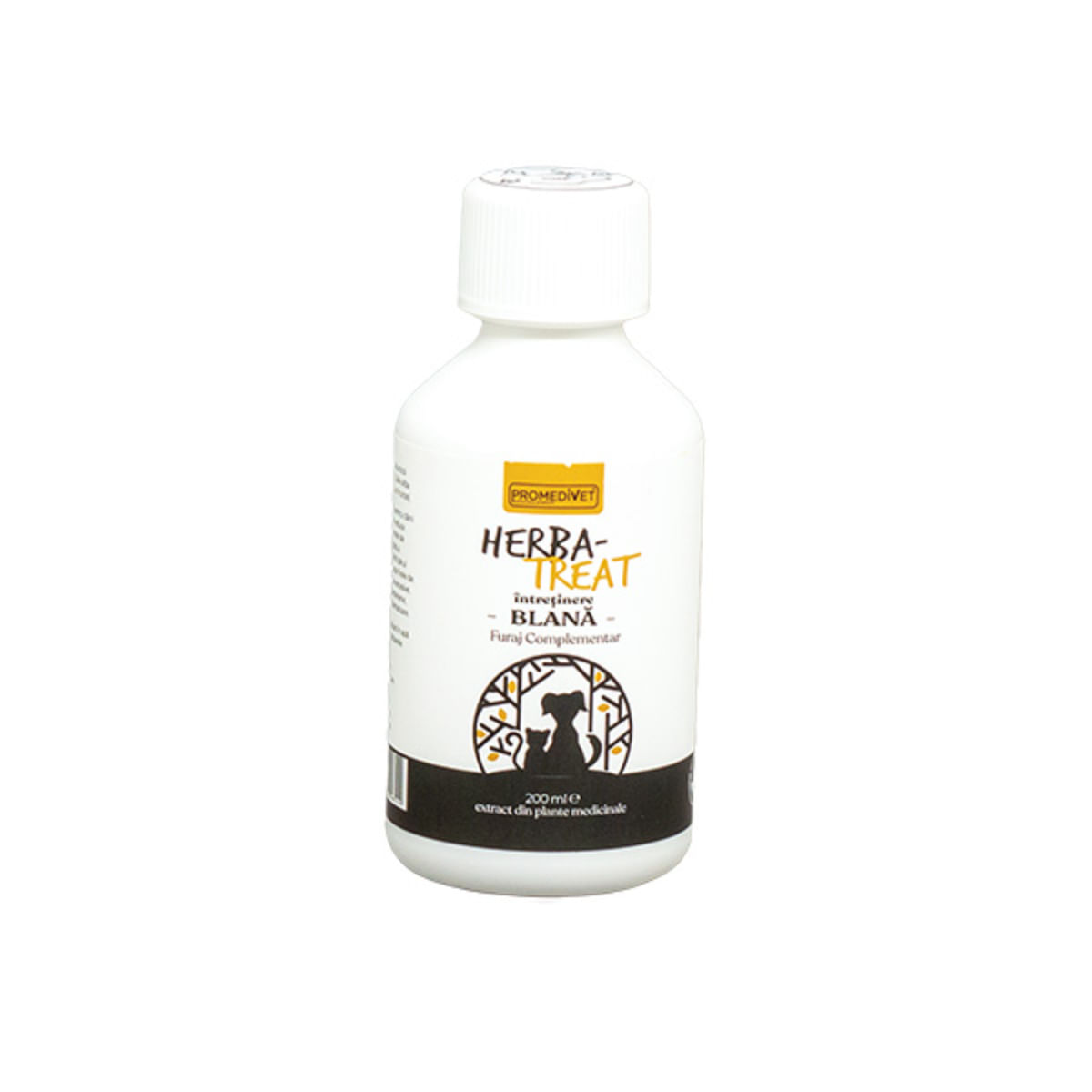 PROMEDIVET Herba-Treat Blană, supliment piele & blană câini, suspensie orală PROMEDIVET Herba-Treat Blană, XS-XL, supliment piele & blană câini și pisici, flacon, 200ml suspensie orală - 1 | YEO