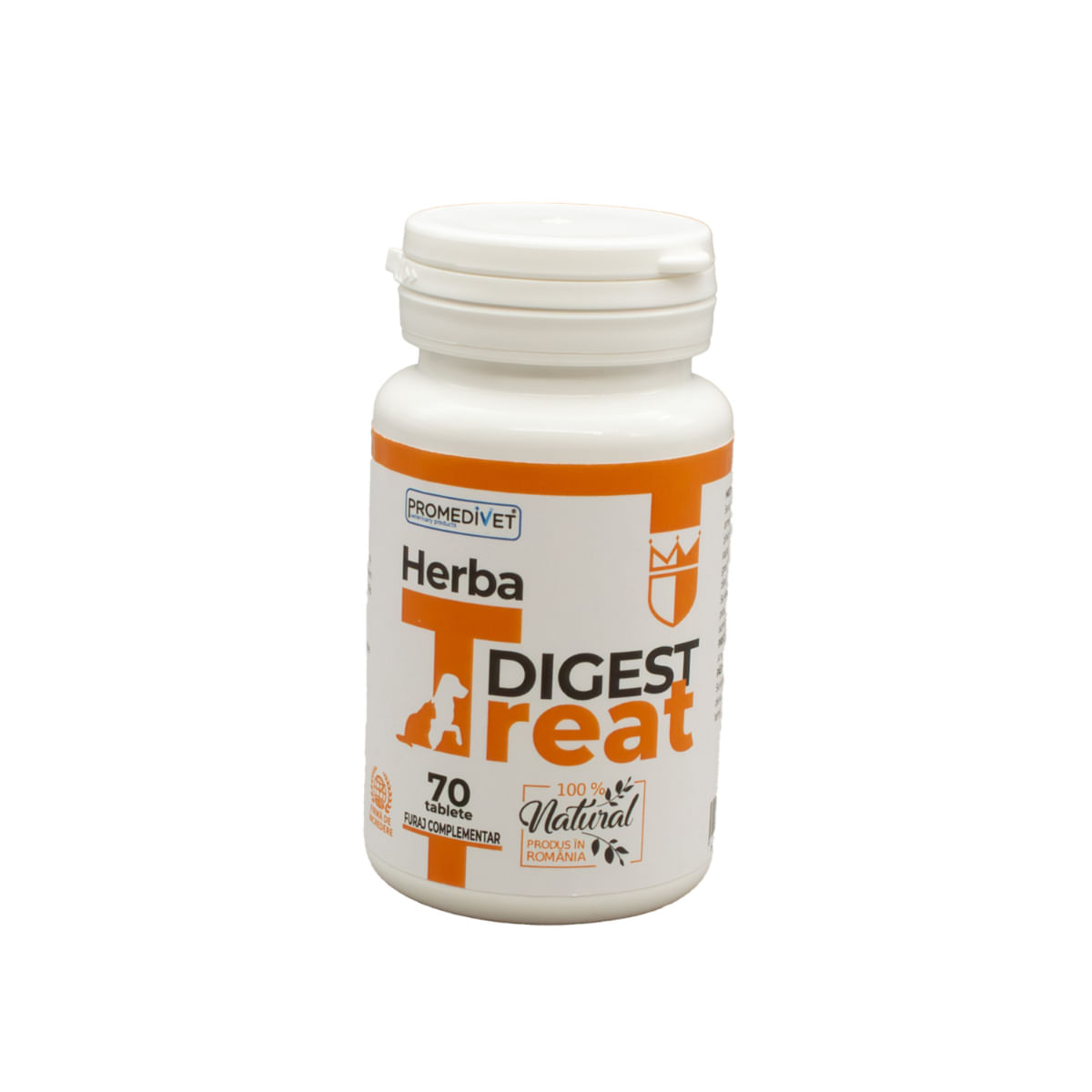 PROMEDIVET Herba-Treat Digest, supliment sistem digestiv câini, comprimate PROMEDIVET Herba-Treat Digest, XS-XL, supliment sistem digestiv câini și pisici, flacon, 70 comprimate