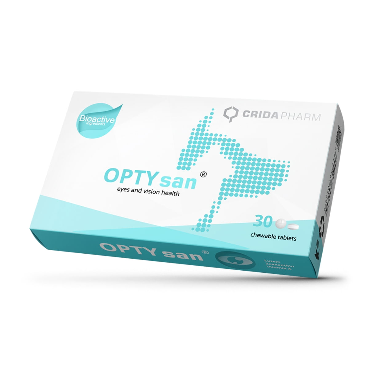 CRIDA PHARM Optysan, supliment oftalmic câini, comprimate masticabile CRIDA PHARM Optysan, XS-XL, supliment oftalmic câini și pisici, cutie, 30 comprimate masticabile - 1 | YEO