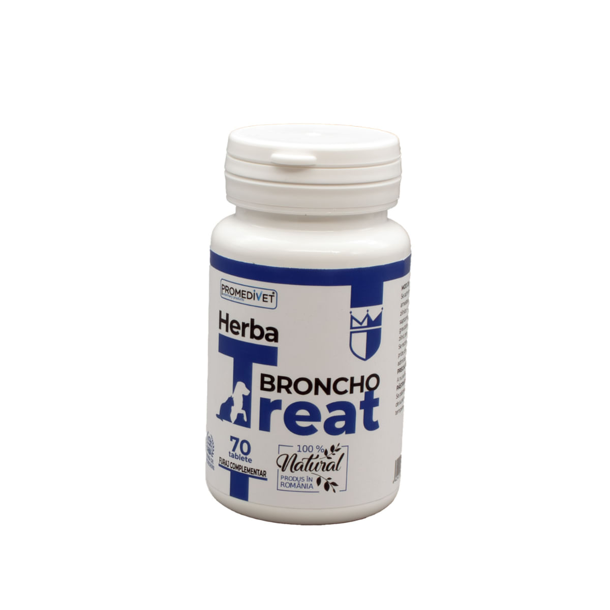 PROMEDIVET Herba-Treat Broncho, supliment sistem respirator câini, comprimate PROMEDIVET Herba-Treat Broncho, XS-XL, supliment sistem respirator câini și pisici, flacon, 70 comprimate