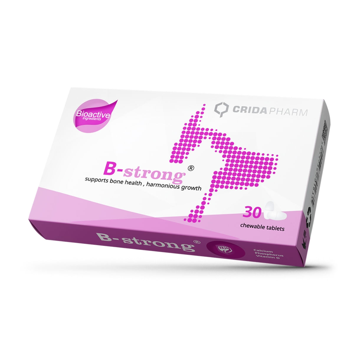 CRIDA PHARM B-Strong, supliment sistem osos câini, comprimate masticabile CRIDA PHARM B-Strong, XS-XL, supliment sistem osos câini și pisici, cutie, 30 comprimate masticabile - 1 | YEO