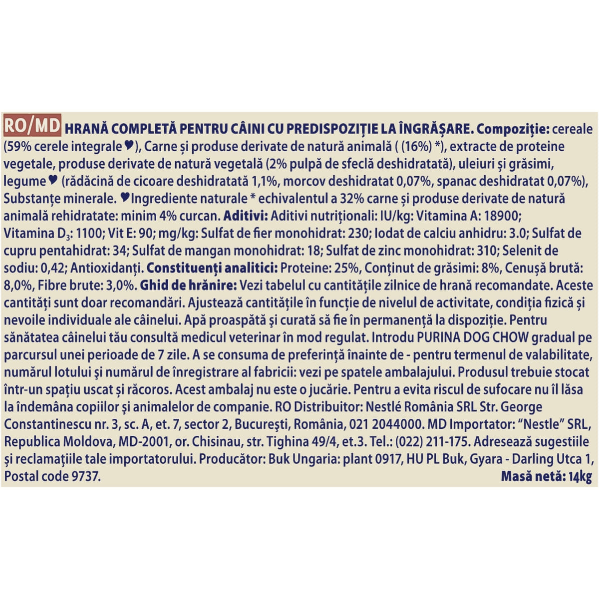 PURINA Dog Chow Adult Light, Curcan, hrană uscată câini, managementul greutății, 14kg