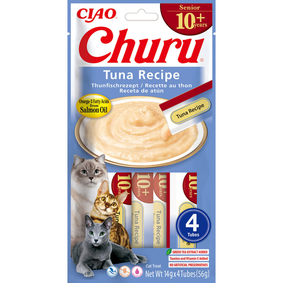 INABA Churu Creamy Senior, Ton, plic recompense fără cereale pisici senior, (piure), 56g - 1 | YEO