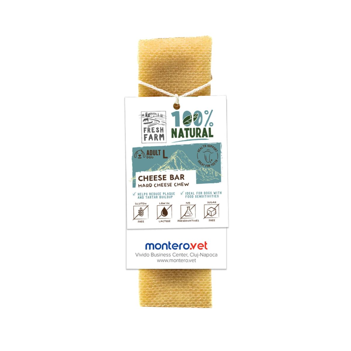 FRESH FARM Cheese Bar Treats Large Dogs, L, Brânză, recompense fără cereale câini, 100g
