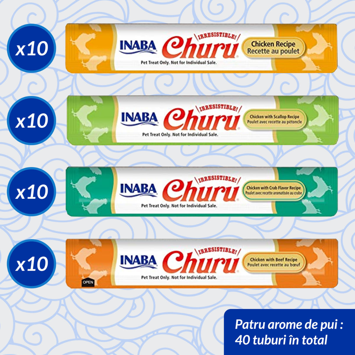 INABA Churu Creamy Varieties, Pui, cutie recompense fără cereale pisici, (piure), 560g - 2 | YEO