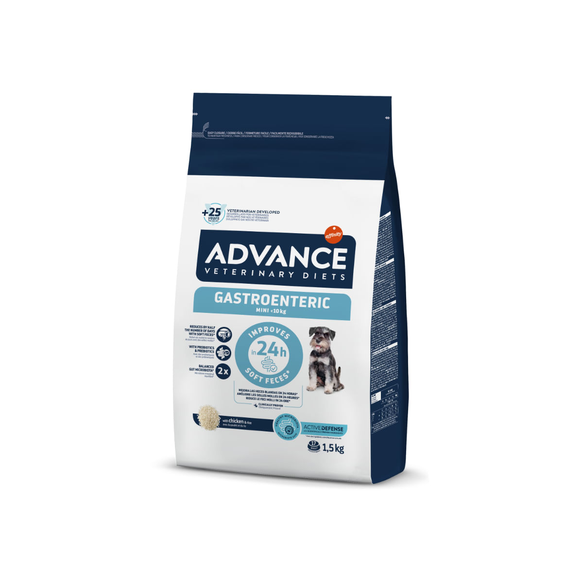 ADVANCE VETERINARY DIETS Gastroenteric Mini, XS-S, Pasăre, dietă veterinară, hrană uscată câini junior & adult, sistem digestiv, 1.5kg