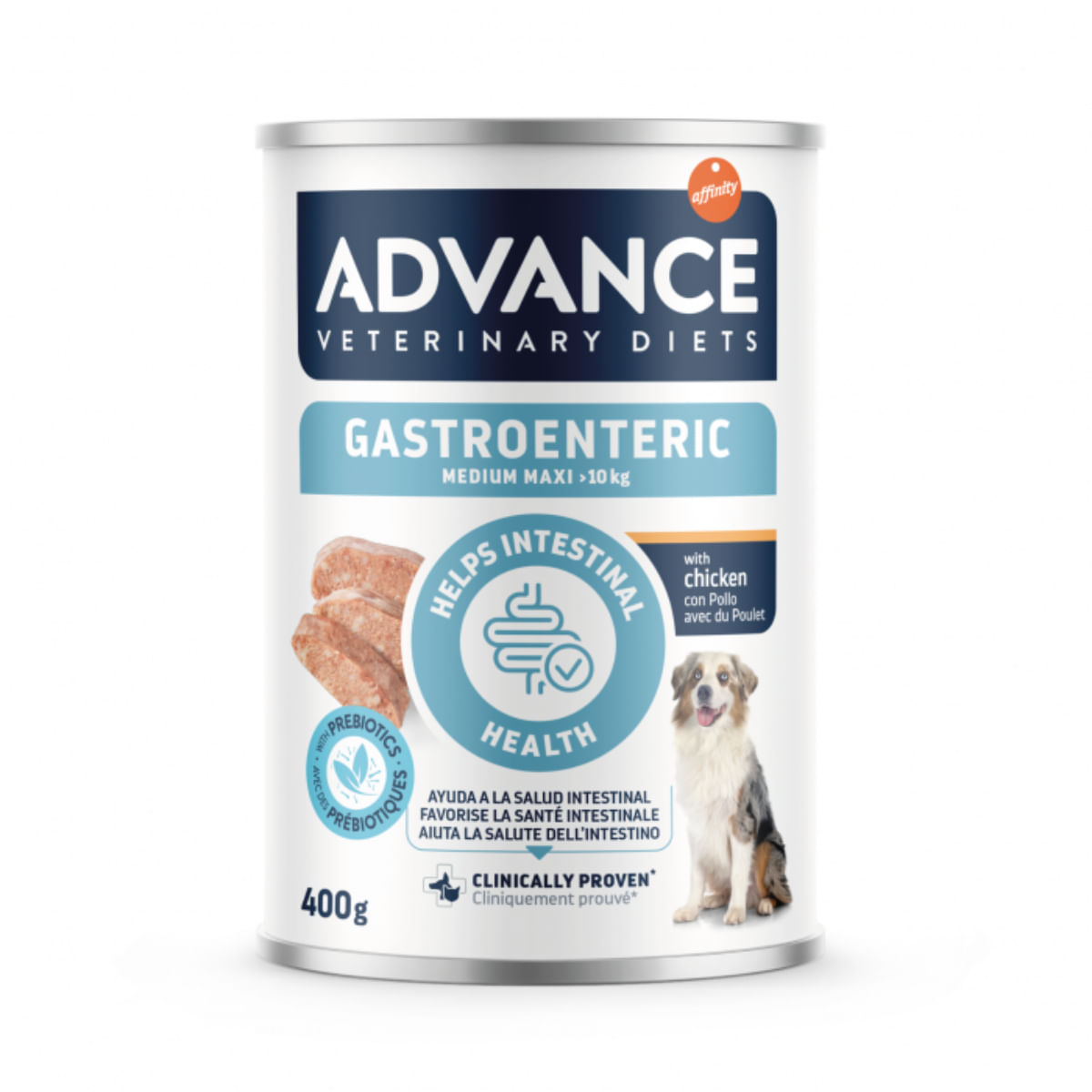 ADVANCE VETERINARY DIETS Gastroenteric Medium & Maxi, M-XL, Pui, dietă veterinară, conservă hrană umedă câini, sistem digestiv, (pate), 400g - 1 | YEO