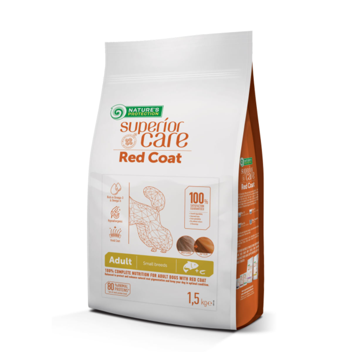 NATURES PROTECTION Superior Care Red Coat Small & Mini Breed, XS-S, Somon și Krill, hrană uscată fără cereale câini, 10kg - 1 | YEO