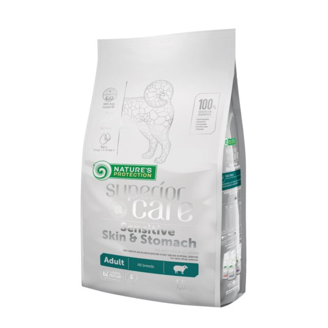 NATURES PROTECTION Superior Care Sensitive Skin & Stomach, XS-XL, Miel, hrană uscată câini, piele & blană, 1.5kg