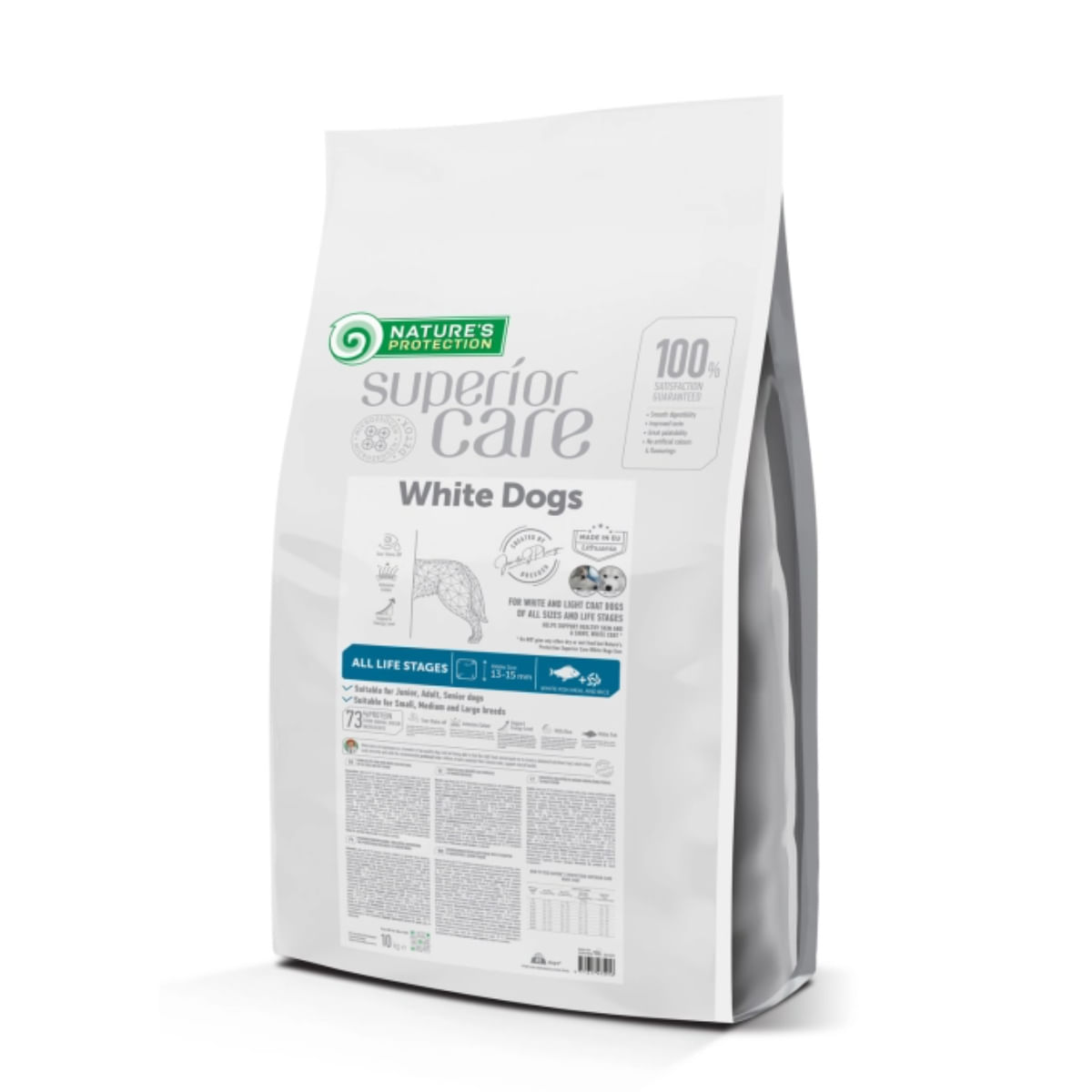 NATURES PROTECTION Superior Care White Dogs, XS-XL, Pește alb, hrană uscată fără cereale câini junior & adult, 10kg - 1 | YEO