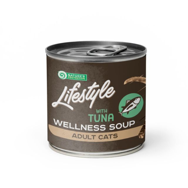 NATURES PROTECTION Lifestyle Sensitive Digestion Soup, Ton, conservă hrană umedă monoproteică pisici, sistem digestiv, (topping), 140g
