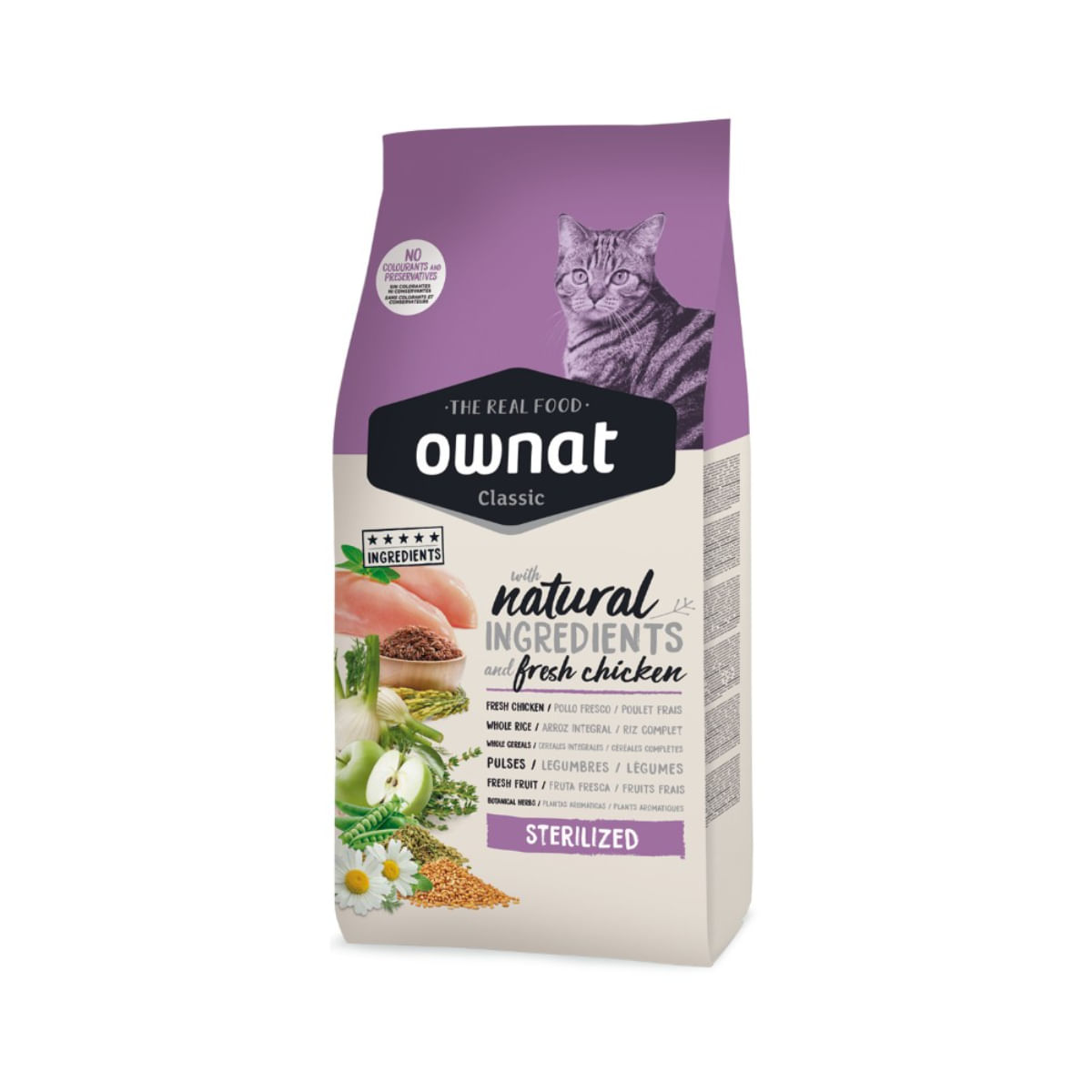 OWNAT Classic Sterilized, Pui și Somon, hrană uscată conținut redus cereale pisici sterilizate, 15kg - 1 | YEO