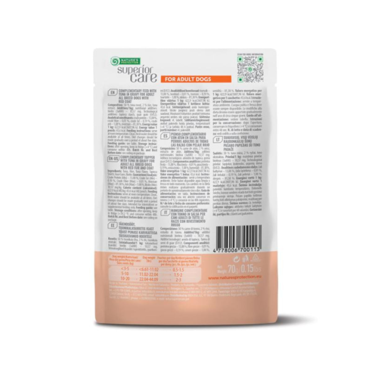 NATURES PROTECTION Superior Care Red Coat, XS-XL, Ton, plic hrană umedă monoproteică câini, (topping), 70g - 3 | YEO