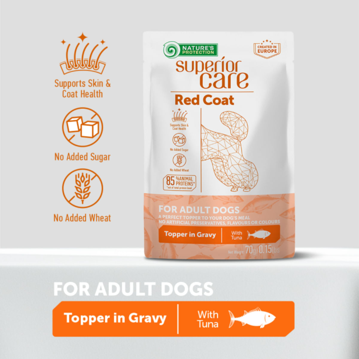 NATURES PROTECTION Superior Care Red Coat, XS-XL, Ton, plic hrană umedă monoproteică câini, (topping), 70g