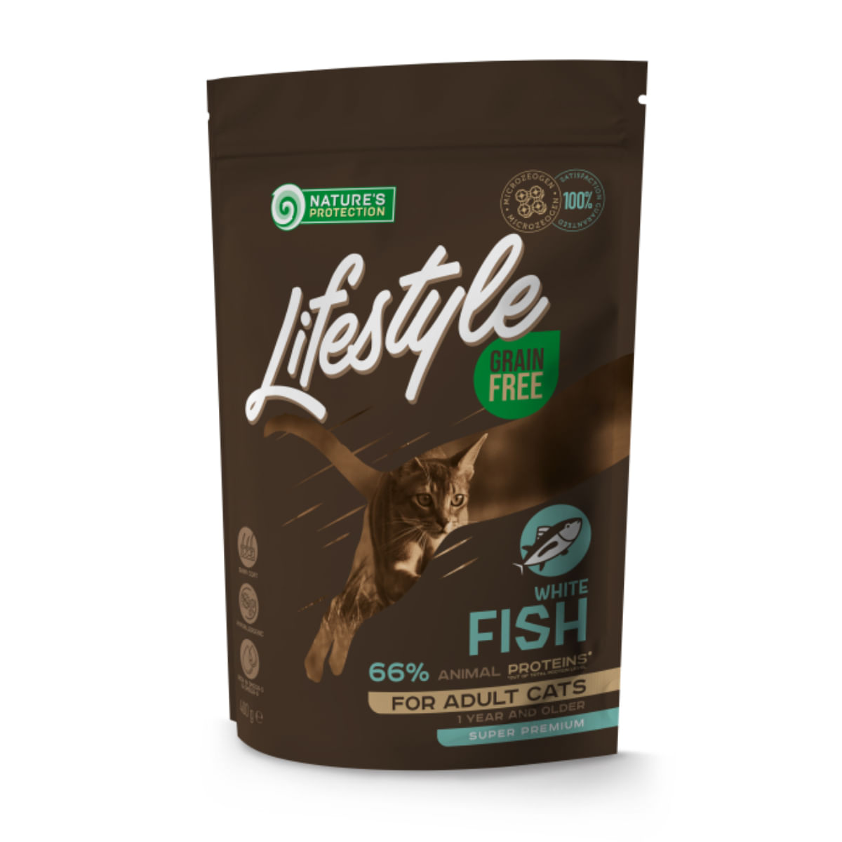 NATURES PROTECTION Lifestyle, Pește alb, hrană uscată fără cereale pisici, 400g