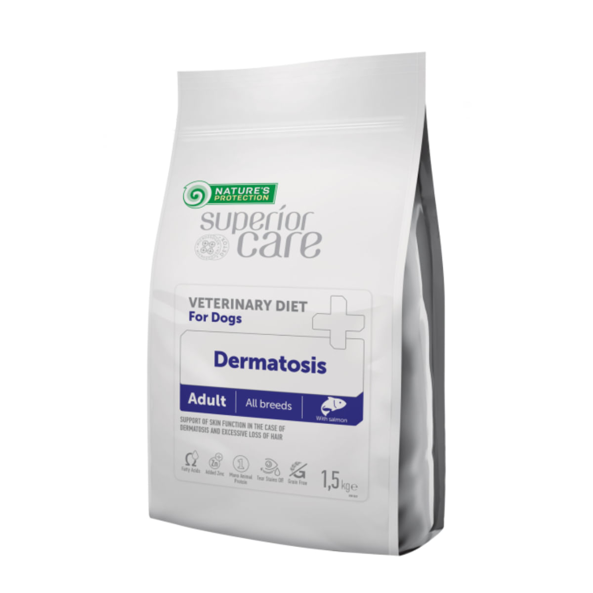 NATURES PROTECTION Superior Care Veterinary Diet Dermatosis, XS-XL, Somon, dietă veterinară, hrană uscată monoproteică câini, piele & blană, 10kg - 1 | YEO