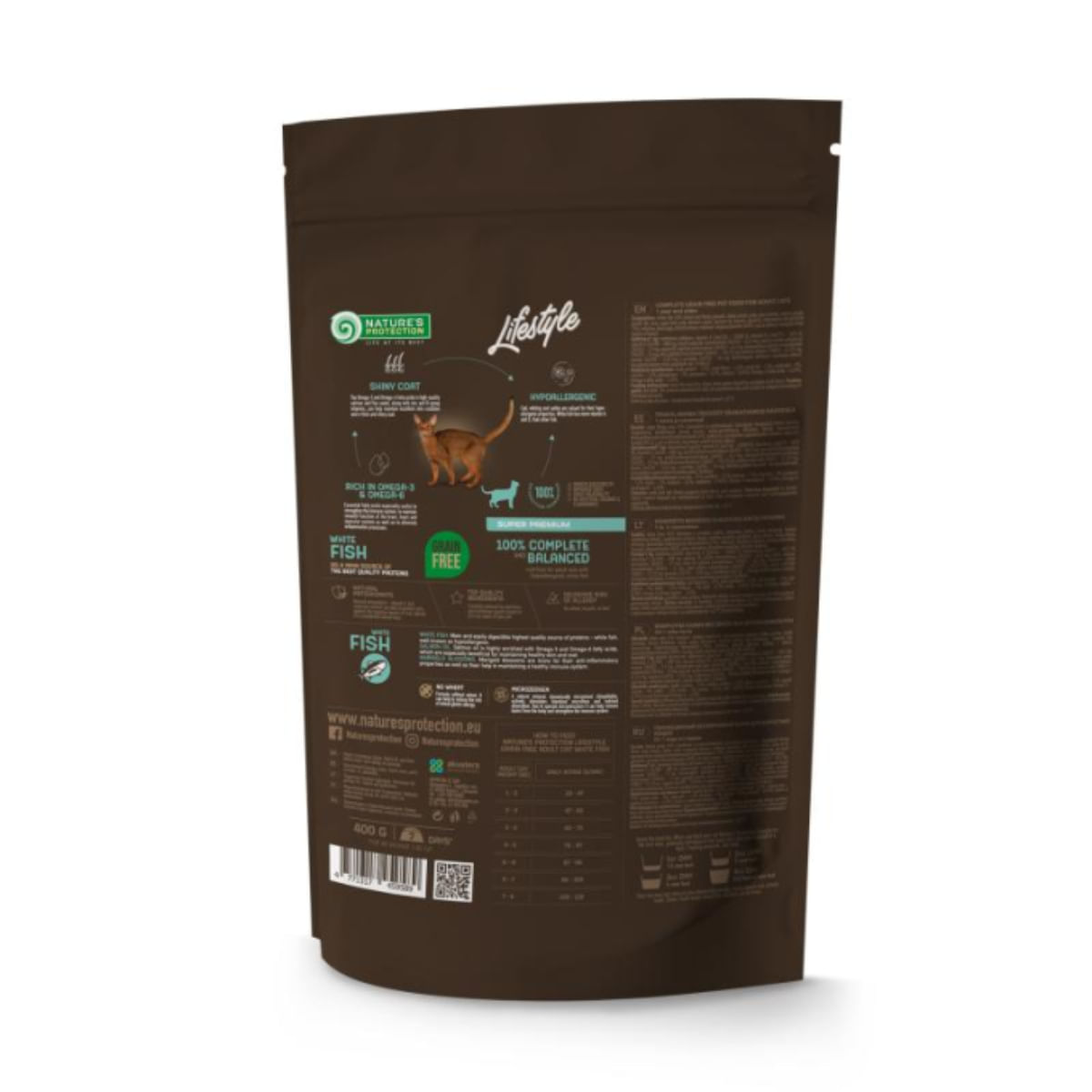 NATURES PROTECTION Lifestyle, Pește alb, hrană uscată fără cereale pisici, 400g - 2 | YEO