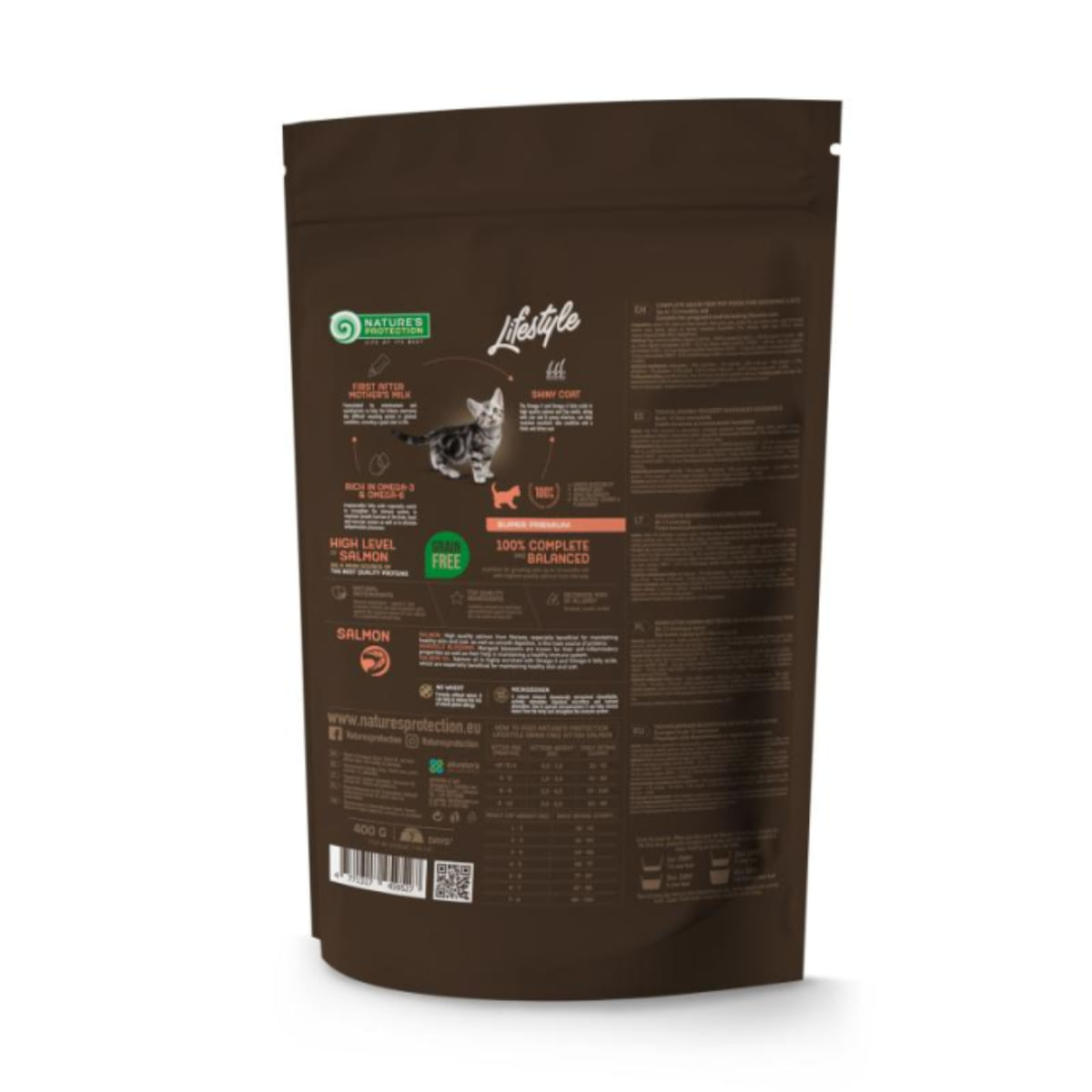 NATURES PROTECTION Lifestyle Kitten, Somon, hrană uscată fără cereale pisici junior, 400g - 2 | YEO