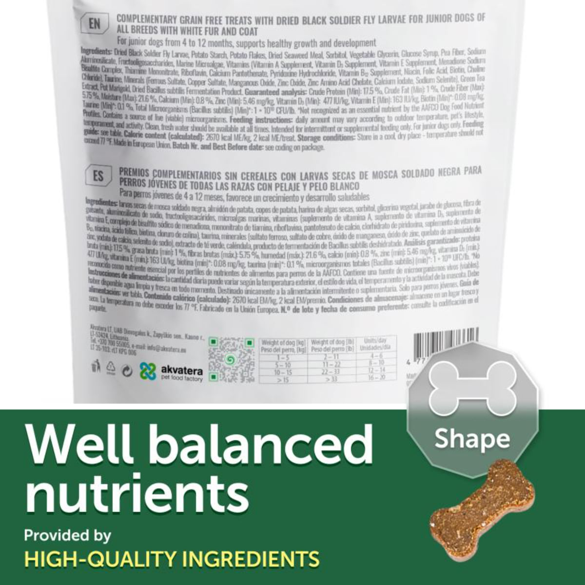 NATURES PROTECTION Superior Care Healthy Growth &amp; Development, XS-XL, Insecte, punguță recompense funcționale fără cereale câini junior, 150g