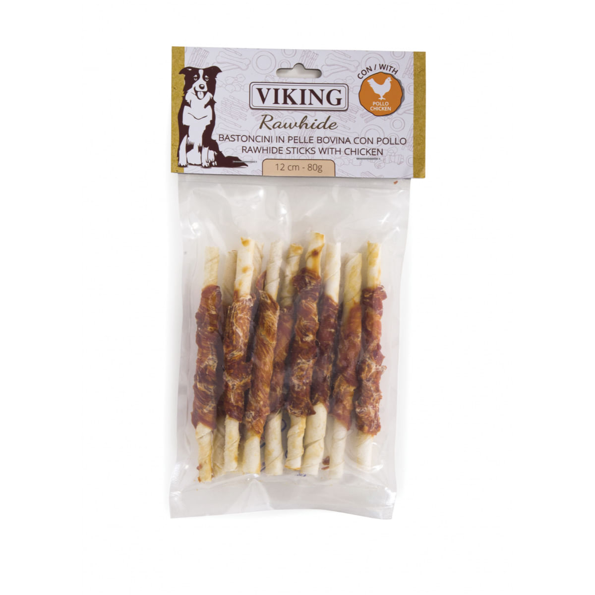 LEOPET Viking Rawhide Sticks with Chicken, M, Pui și Vită, punguță recompense fără cereale câini, 80g - 1 | YEO