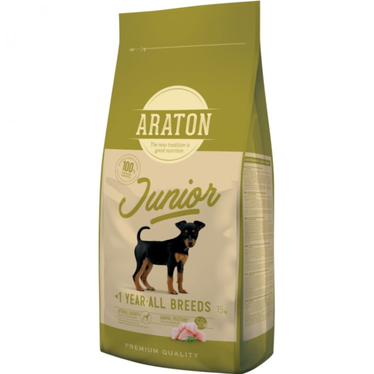 ARATON Junior, XS-XL, Pasăre, hrană uscată câini junior, 15kg - 1 | YEO