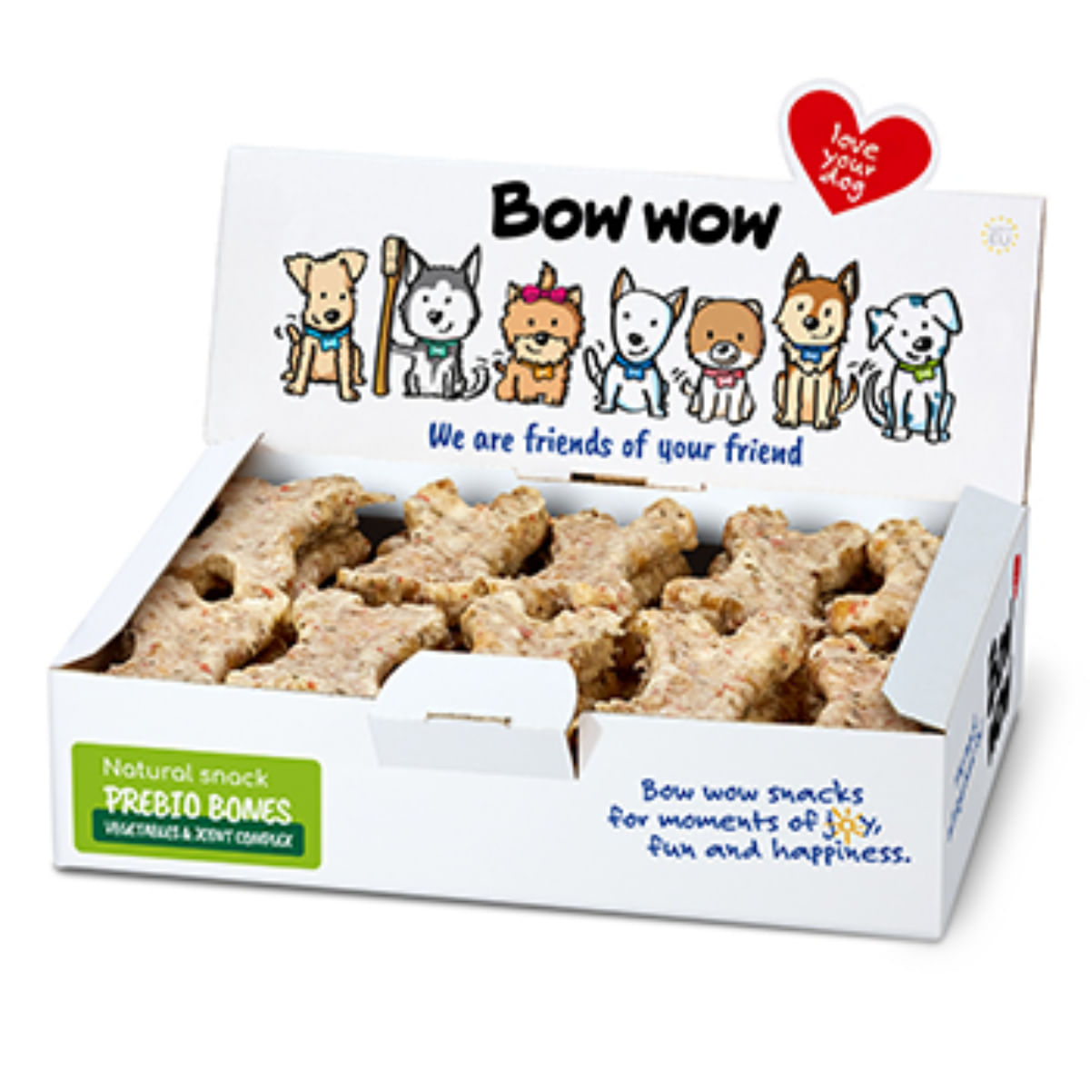 BOW WOW Natural Os Condroitina & Glucozamina XS-XL, Vită și Legume, cutie recompense fără cereale câini, sistem articular, 650g - 1 | YEO