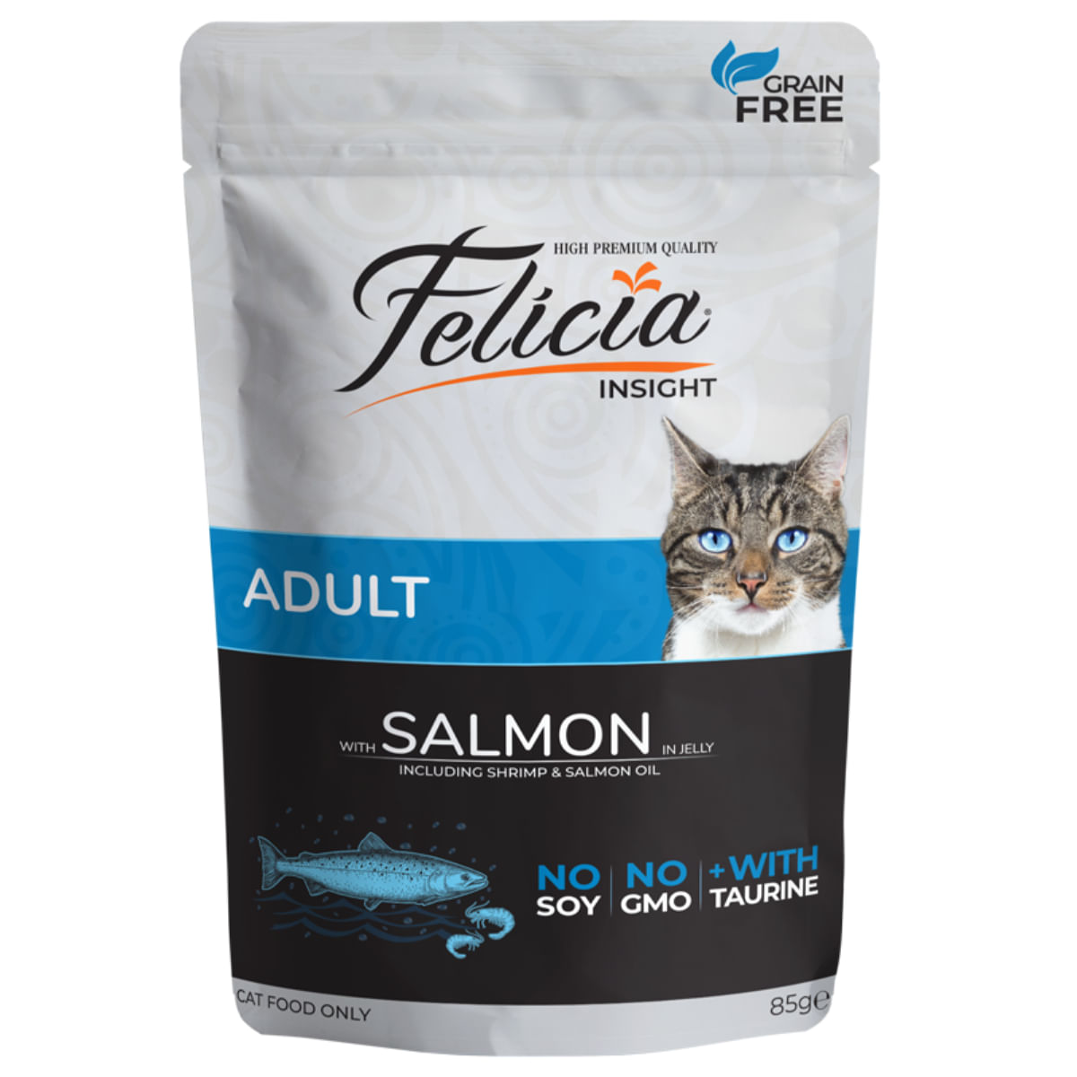 FELICIA, Somon, plic hrană umedă fără cereale pisici, (în aspic), 85g - 1 | YEO