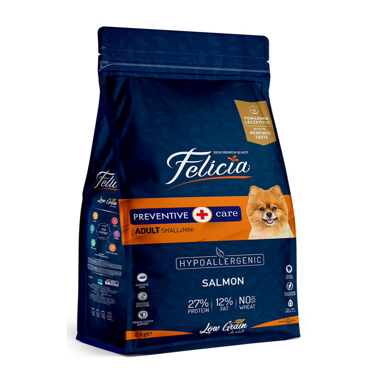 FELICIA Preventive Care Adult Small &amp; Mini, XS-S, Somon, hrană uscată conținut redus cereale câini, alergii, 6kg