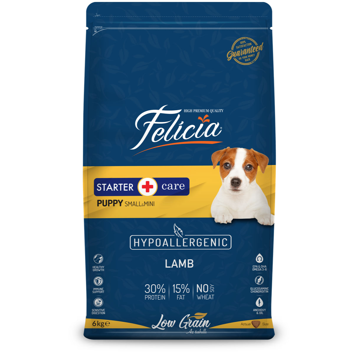 FELICIA Starter Care Puppy Small &amp; Mini, XS-S, Miel, hrană uscată conținut redus cereale câini junior, 6kg