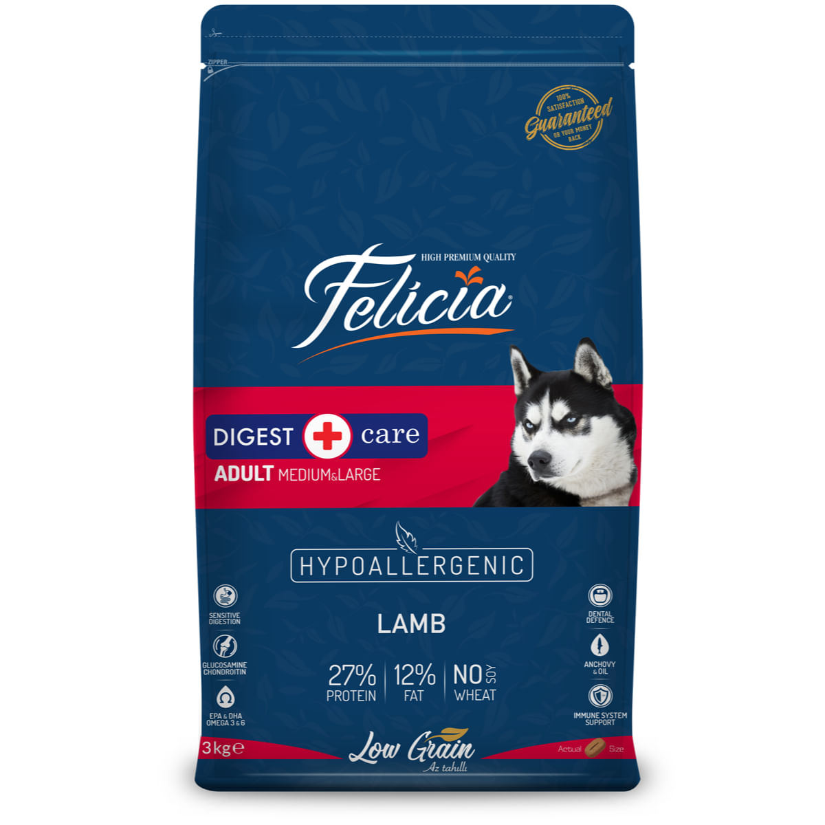 FELICIA Digest Care Adult Medium &amp; Large M-XL, Miel și Anșoa, hrană uscată conținut redus cereale câini, sistem digestiv, 15kg