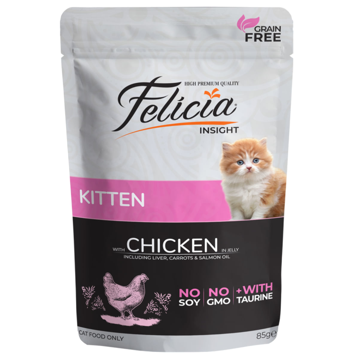 FELICIA Kitten, Pui și Ficat, plic hrană umedă fără cereale pisici junior, (în aspic), 85g - 1 | YEO