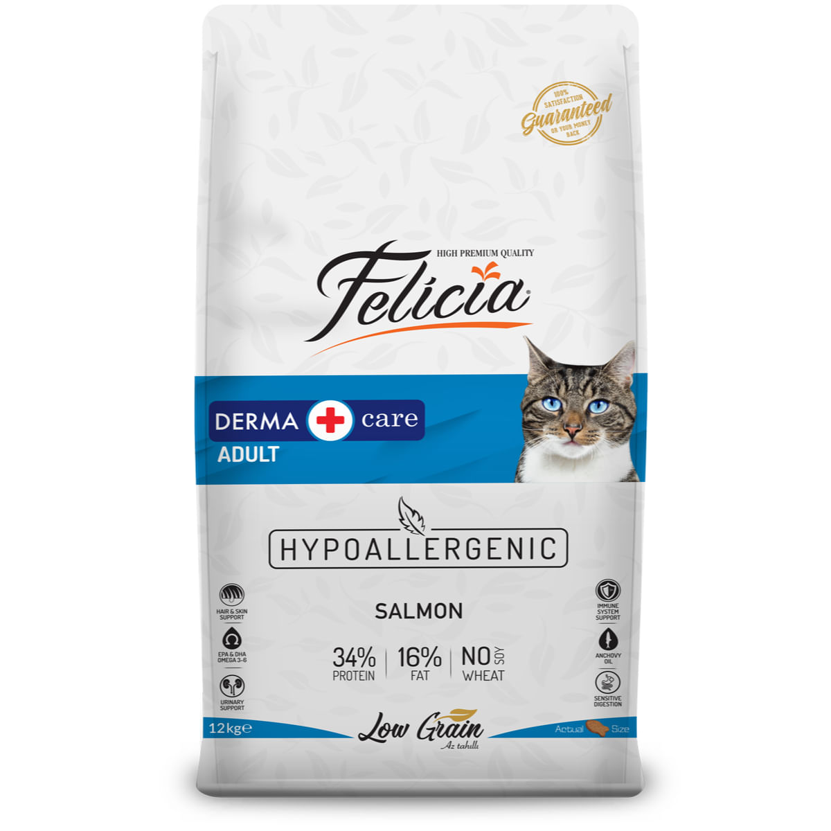 FELICIA Derma Care, Somon, hrană uscată conținut redus cereale pisici, piele & blană, 12kg - 1 | YEO
