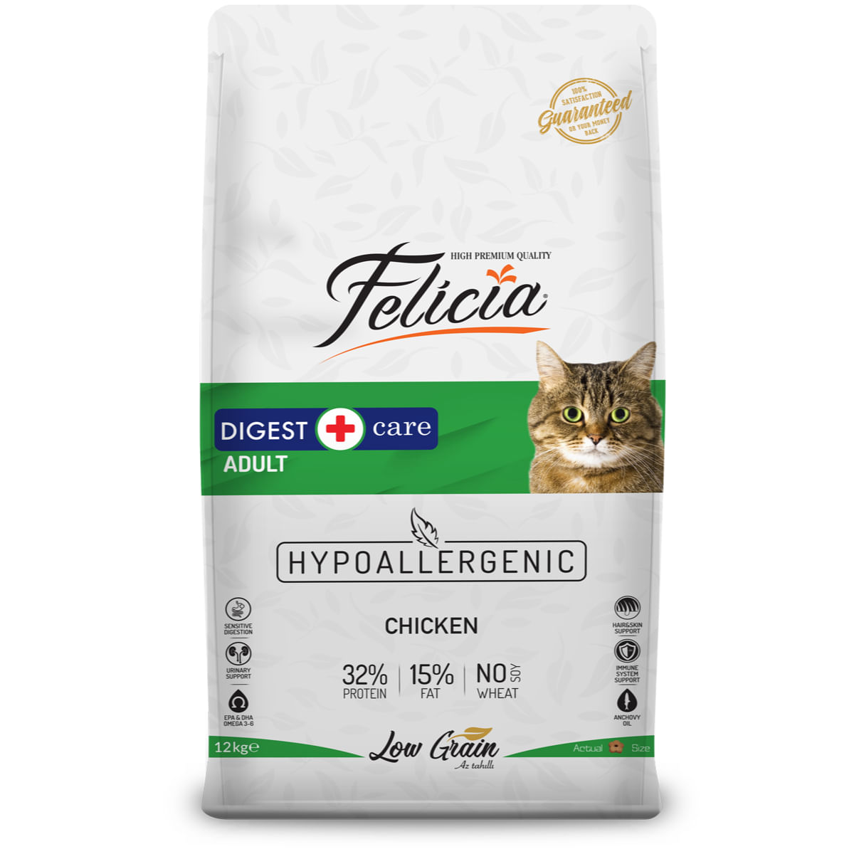 FELICIA Digest Care, Pui, hrană uscată conținut redus cereale pisici, sistem digestiv, 12kg - 1 | YEO