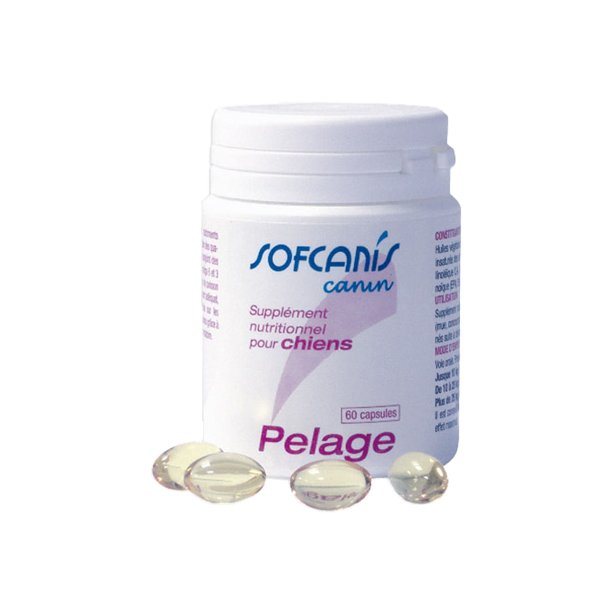 SOFCANIS Pelage, supliment piele & blană câini, capsule SOFCANIS Pelage, XS-XL, supliment piele & blană câini, flacon, 60 capsule - 1 | YEO